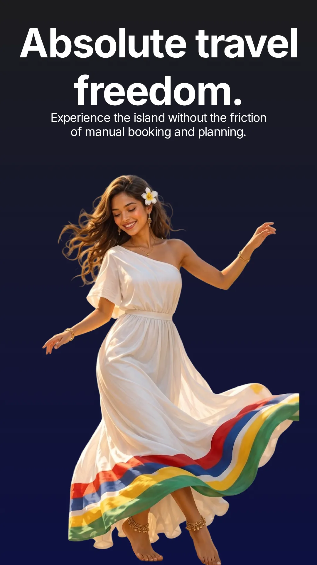 Danseuse en robe aux couleurs de Maurice
